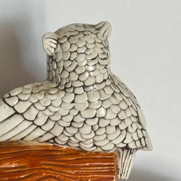 Vtg Winking Owl Ceramic Figure Sculpture Business Card Holder - Picture 10 of 15